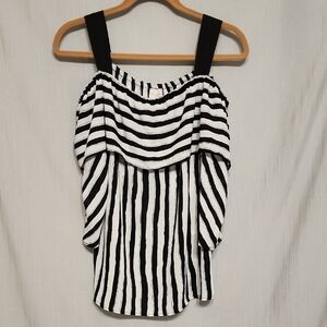 Chico's Black and White Asymmetrical Tank Top Size L
